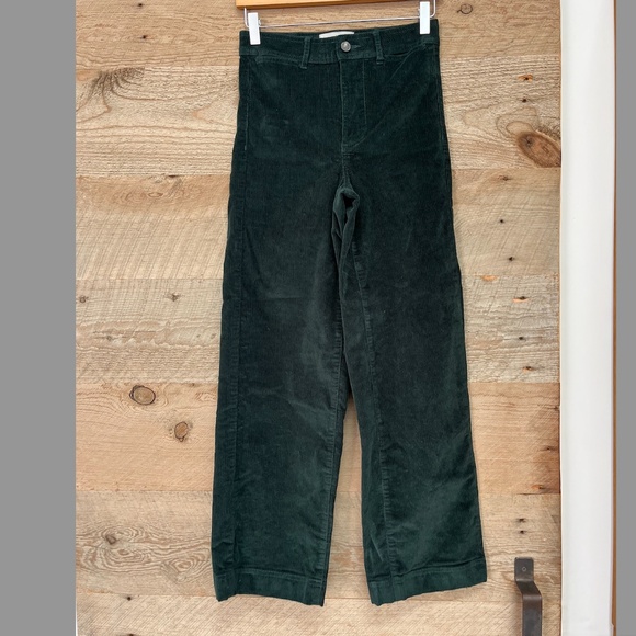 Everlane The Corduroy Wide-leg Pant Scarab (deep green) Size 0 - Picture 6 of 8